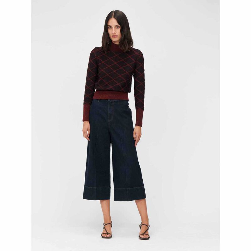 Veronika Maine Two Tone Diamond Pattern Sweater image number 3